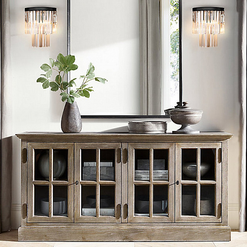 Бра Restoration Hardware 1920s Odeon Clear Glass Fringe Sconce Grey Iron 1920s Odeon 68460014 IRON