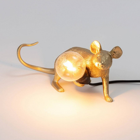 Настольная лампа Seletti Mouse Lamp Lyie Down Gold USB Mouse Lamp 15232