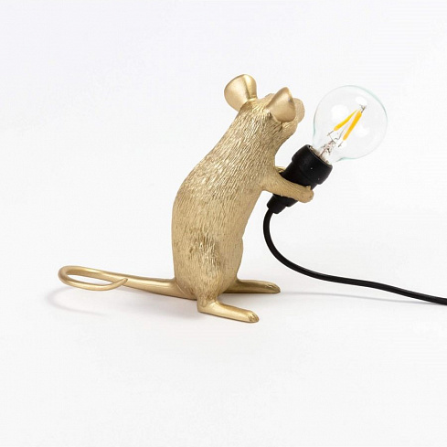 Настольная лампа Seletti Mouse Lamp Sitting GOLD USB Mouse Lamp 15231