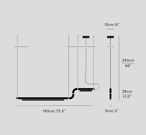 Подвесной светильник A-N-D Pipeline CM2 Black Pipeline PIP-CM2-P-BK-DW