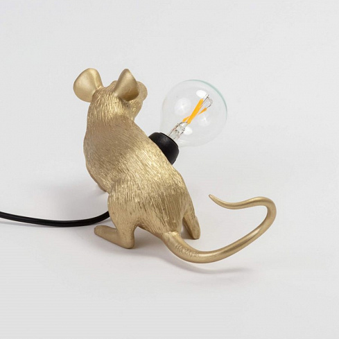 Настольная лампа Seletti Mouse Lamp Sitting GOLD USB Mouse Lamp 15231