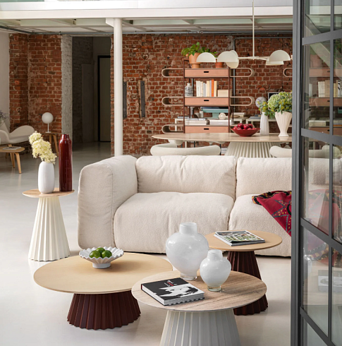 Журнальный столик Midj Plisse H40 D50 Bulgaro Red / veneered Stained Desert Plisse T2220CT40L+FP+I61