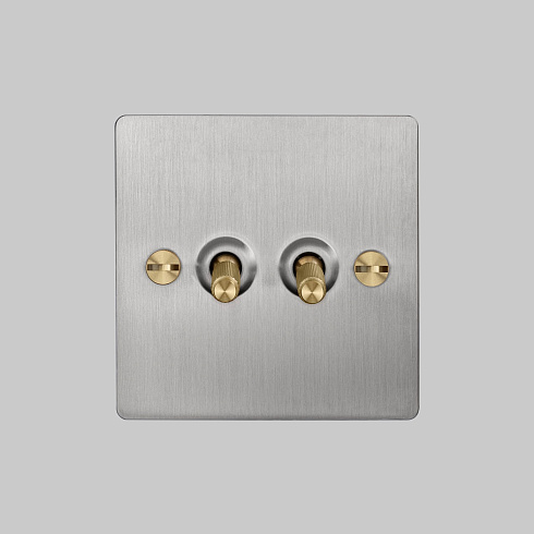 Выключатель Buster and Punch 2G Toggle Smoked Steel/brass Switches UK UK-TO-CO-2G-ST-BR-A