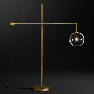 Glass Globe Mobile Lever Lacquered Burnished Brass