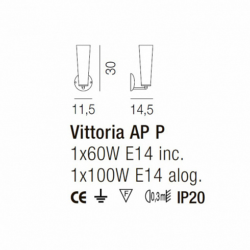 Настенный светильник Vistosi AP VITTORIA BC NI VITTORIA