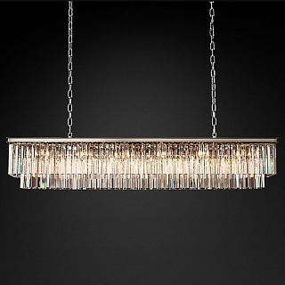 1920s Odeon Clear Glass Fringe Rectangular 71" Polished Nickel