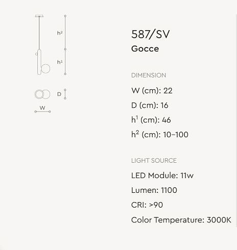 Подвесной светильник Italamp Gocce 587/SV White Gocce 005870SV 003