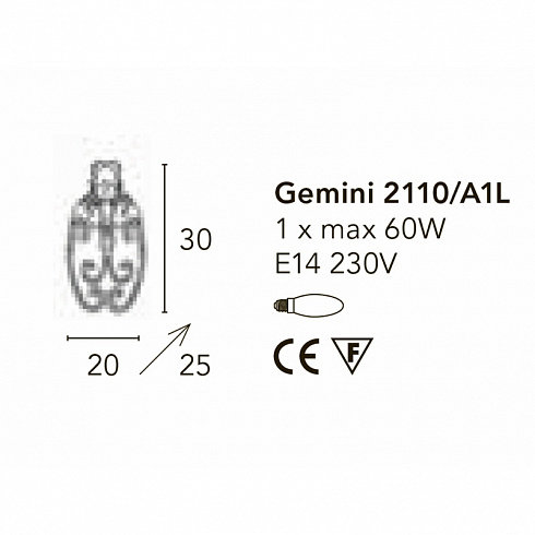Настенный светильник Bellart 2110/A1L/05/V01 Gemini
