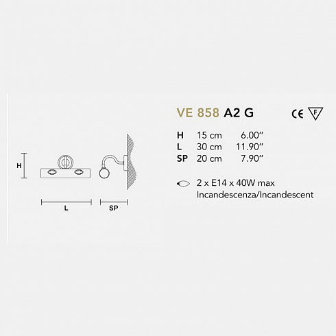 Подсветка для картин Masiero VE 858 A2 G Brass & Spots