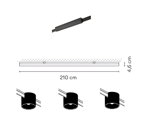 Система Vibia Bind Black 210cm Tunable White + Casambi Bind A49211/0M+654211/8Z 