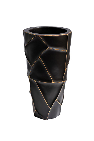 Кашпо dсм черное с золотом Garda Decor ZSC872-19BL-GL 