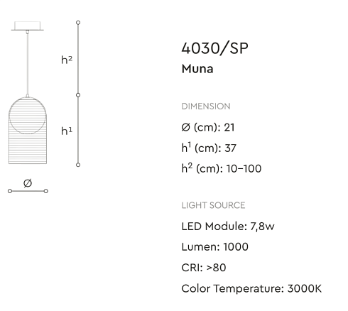 Подвесной светильник Italamp Muna 4030/SP Shaded Gold / Light Gold Muna 04030SP0 002