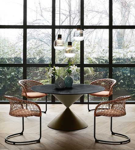 Журнальный столик Midj Clessidra Metal H50 D50 Ocher yellow / Champagne gold Clessidra T19655050C+E7+DG+E7