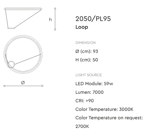 Потолочный светильник Italamp Loop 2050/PL95 Matte Midnight Grey Loop 02050950 002