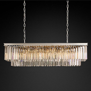 1920s Odeon Clear Glass Fringe Rectangular 49" Polished Nickel