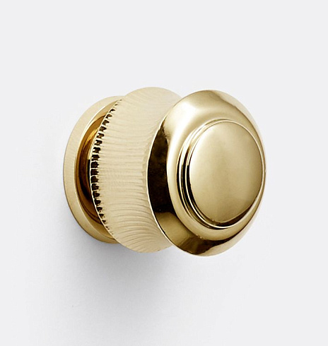 Ручка-кнопка Rejuvenation Rigdon with Round Backplate Aged Brass  Rigdon 7657503