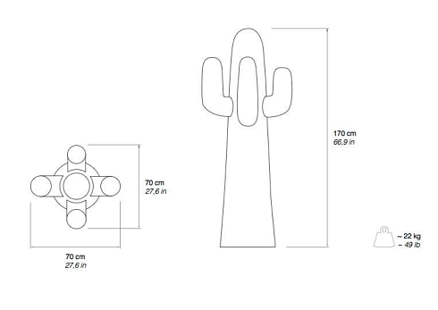 Вешалка для одежды Hanger Gufram Cactus Nero Cactus Nerocactus