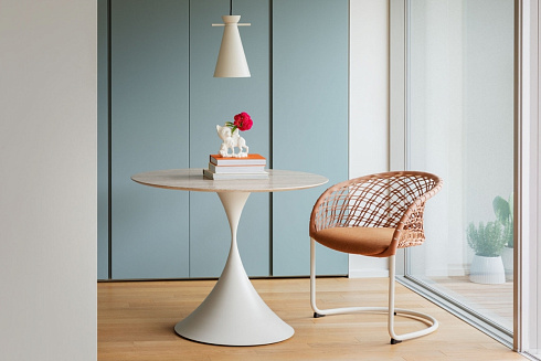 Обеденный стол Midj Leo Veneer d150сm White/Natural Oak Leo Leo Veneer BB / I22