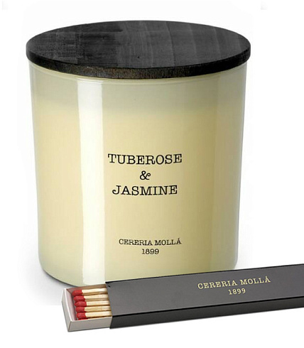 Свеча Cereria Molla Tuberose & Jasmine 600 г XL, 3 фитиля 600 г Tuberose & Jasmine 6639