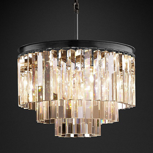 Люстра Restoration Hardware 1920s Odeon Clear Glass Fringe 3-Tier Grey Iron 1920s Odeon 68060496 CRYS
