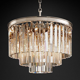 1920s Odeon Clear Glass Fringe 3-Tier Polished Nickel