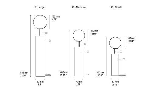 Настольная лампа CVL Luminaires CO Small Glossy White CO CO Small + BC