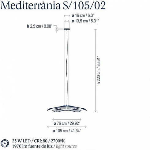 Подвесной светильник Bover S/105/02 White Mediterrania 33802215054