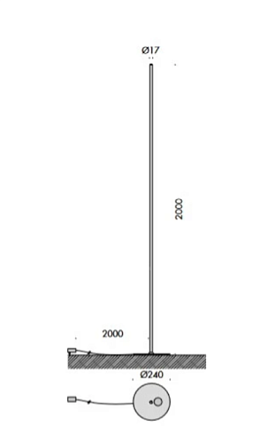 Напольный светильник Viabizzuno Tubino nero55/acciaio inox supermirror 3000K  Tubino Via.599.04.30