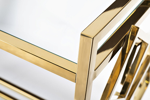 Стол-тележка сервировочн ст.прозр/золото Garda Decor GY-CRT8164GOLD 