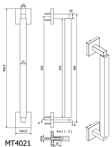Ручка-скоба Dauby MT4021 Light Bronze (LB) 350mm  Latus (Fama Collection) 7074