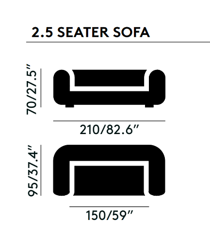 Диван Tom Dixon Plump 2.5 - Configuration 1 - Orange (Kvadrat Hallingdal 0600) Plump PLFS01BLHA0600
