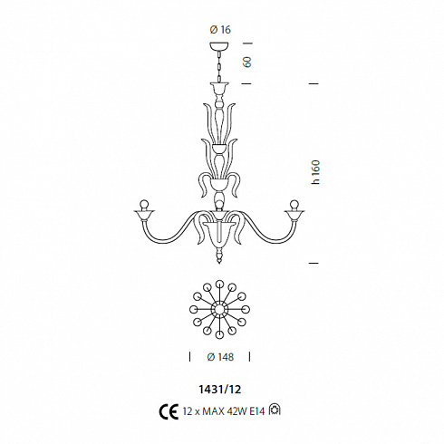 Люстра Sylcom 1431/12 BL.CR Pisani