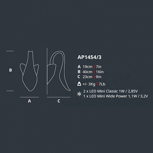 Настенный светильник Serip AP1454/3-FO ICARUS