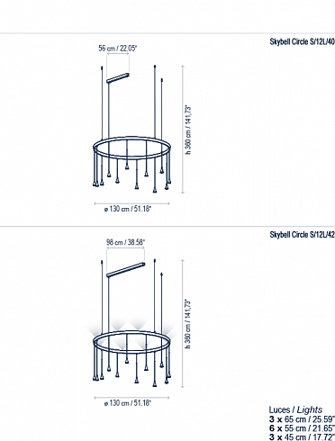 Подвесной светильник Bover S/12L/40 Skybell 35722219056