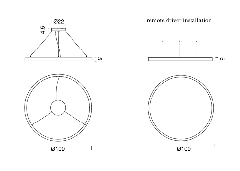 Подвесной светильник ILTI LUCE Zirkol Acoustic 45W 4000K Dali Black Zirkol BZAC1610G15NNG