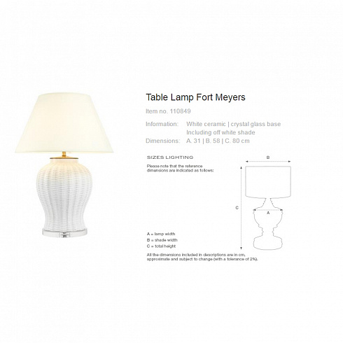 Настольная лампа Eichholtz 110849 Fort Meyers