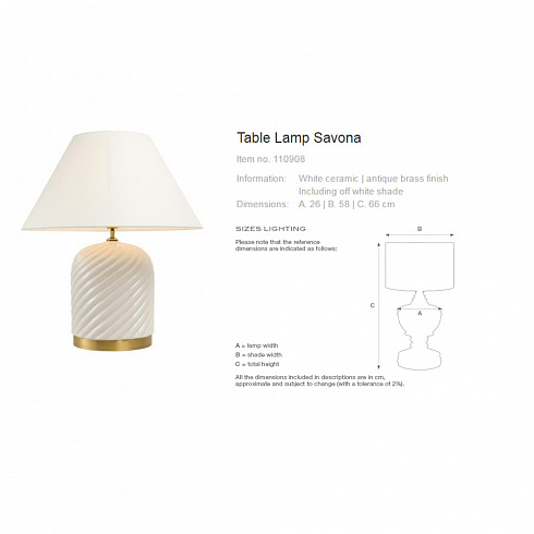 Настольная лампа Eichholtz 110908 Savona