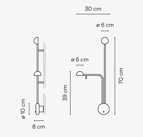Настенный светильник Vibia Pin 1685 Black Pin 168511/10