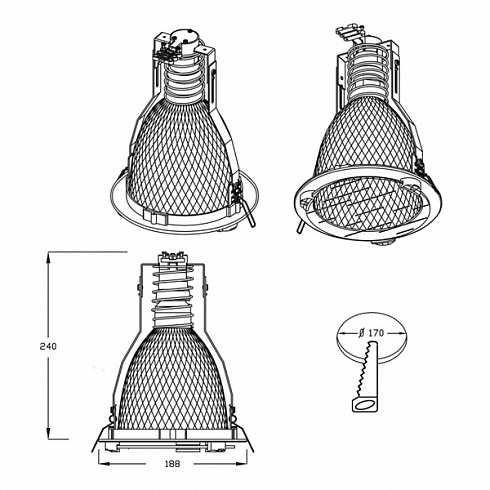 Встраиваемый светильник Future Plast Q81/3 GREY Q