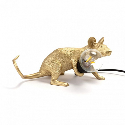 Настольная лампа Seletti Mouse Lamp Lyie Down Gold USB Mouse Lamp 15232