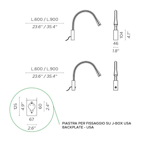 Настенный светильник Contardi FLEXILED AP L60 nickel/steel mesh FLEXILED ACAM.002792
