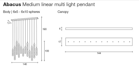 Подвесной светильник Terzani Abacus Linear Abacus 0V12S P4 B.R 3M