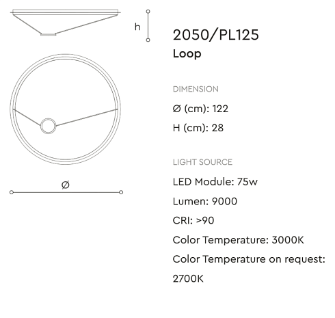 Потолочный светильник Italamp Loop 2050/PL125 Matte Сhampagne Loop 02050120 001