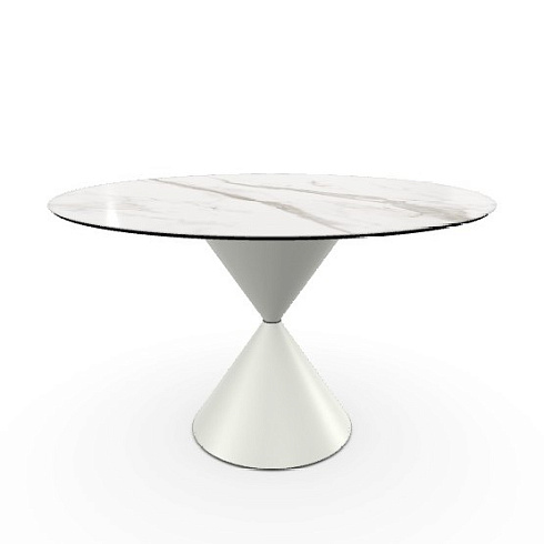 Обеденный стол Midj Clessidra Veneer D.120 Clessidra T1960120+white (BB)+glossy white calacatta marble (K32)
