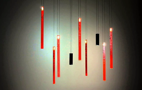 Подвесной светильник Ingo Maurer Flying Flames Element Red+Downlight Black LED Flames  3334300+3335000+3336000