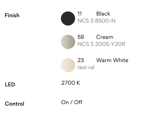 Настенный/Потолочный светильник Vibia Pin 1680 Black 2700K On/Off Pin 168011/10