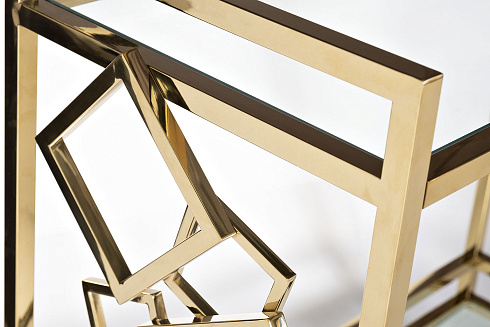 Стол-тележка сервировочн ст.прозр/золото Garda Decor GY-CRT8164GOLD 