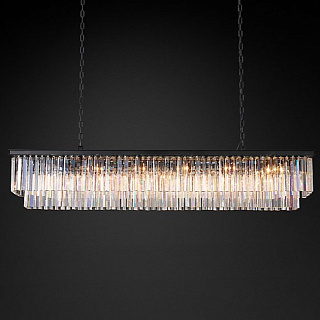 1920s Odeon Clear Glass Fringe Rectangular 71" Grey Iron