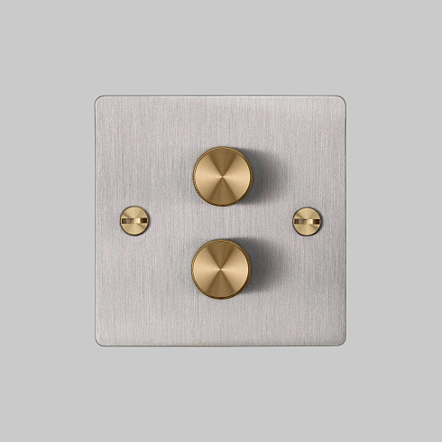 Диммер Buster and Punch 2G Cross Steel/brass Switches UK UK-DI-CO-2G-LED-ST-BR-A