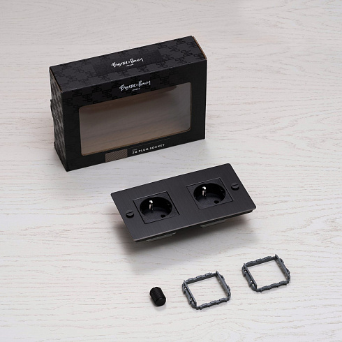 Розетка Buster and Punch 2G Schuko Type F smoked bronze Sockets CSK-453446